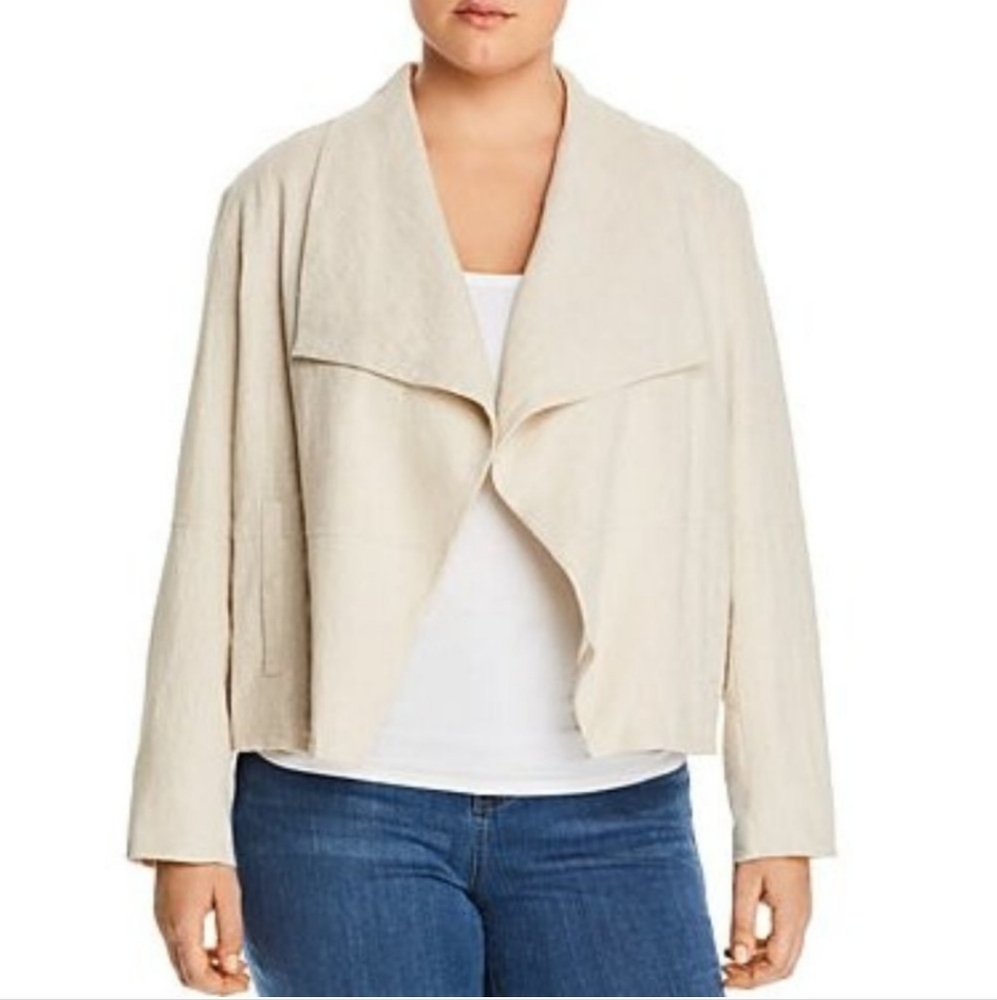 Bagatelle linen blend 'flax' longsleeve soft draped front Blazer Size 3X